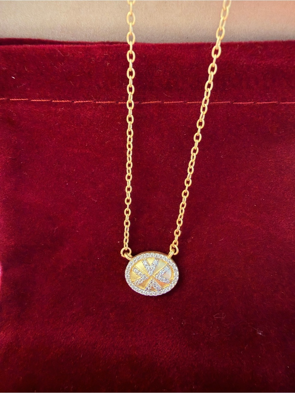 Freida Rothman Gold Plated Sterling Silver Oval Medallion Pendant Necklace - NWT